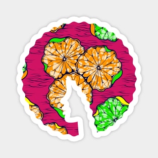 Afro Hair Woman with African Pattern, Black History Magnet