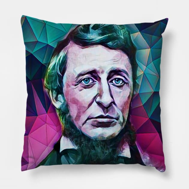 Henry David Thoreau Snow Portrait | Henry David Thoreau Artwork 8 Pillow by JustLit