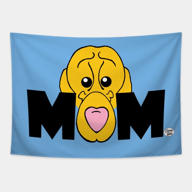 Dog Mom with yellow Lab Fritts Cartoons designs and Tees Tapestry by Shean Fritts 