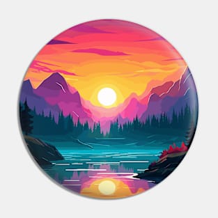 Sunset over Lakeside Landscape Pin