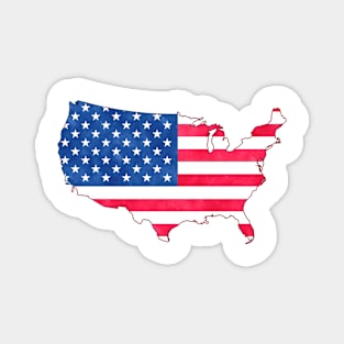 Watercolor American Flag Map Magnet