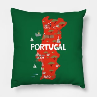 Portugal Illustrated Map Pillow