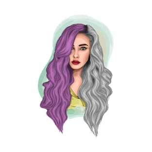 Girl portrait with purple and silver hair T-Shirt