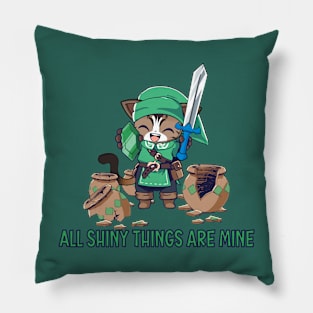 Cute bengal cat adventurer All shiny things are mine Pillow