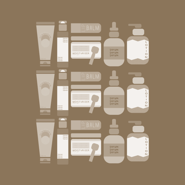 Skincare Essentials Pattern (Brown Version) by aaalou