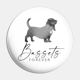 Basset Hound Dog Lover Gift - Ink Effect Silhouette - Bassets Forever Pin