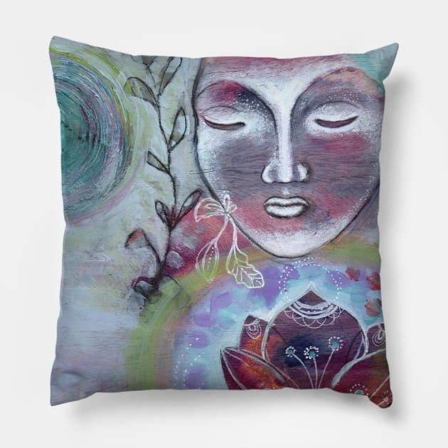 Buddha and Lotus Pillow by gaea