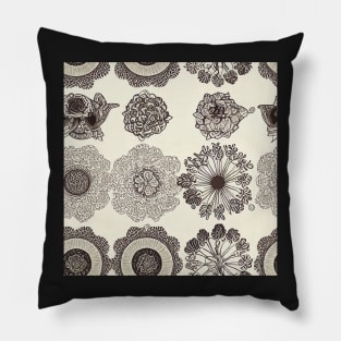 Boho Vintage Watercolor Floral Botanical Design Pillow