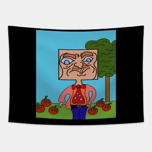 square head man apples from tree Tapestry