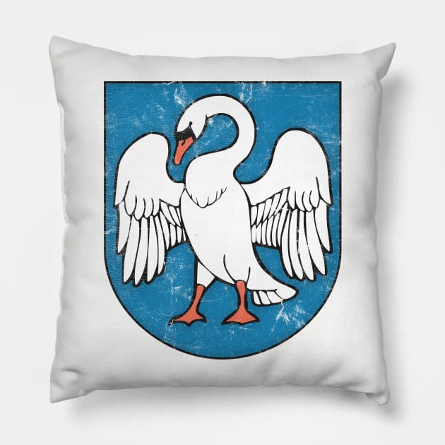 Jonava, Lithuania - Vintage Distressed Style Design Pillow by DankFutura