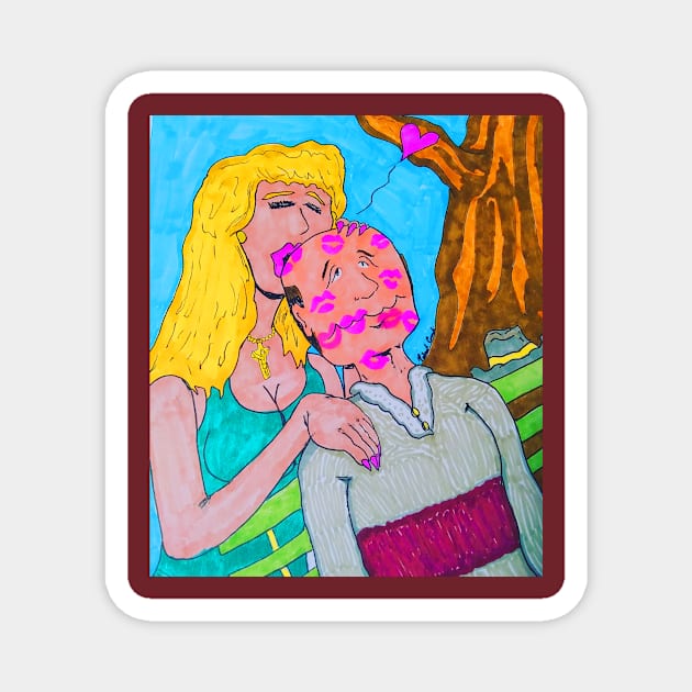 Kisses in the Park Magnet by ConidiArt