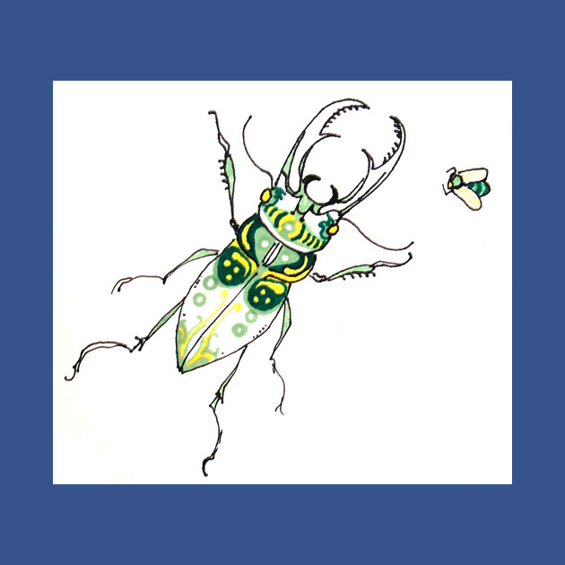 Discover Stag Beetle Green Yellow - Beetle - T-Shirt