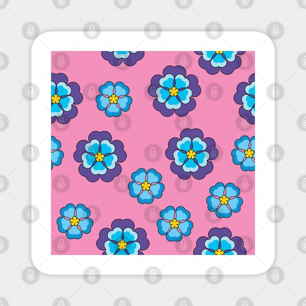 Blue Violet Pink Floral Pattern Magnet by BirdAtWork