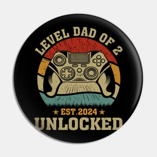 Vintage Level Dad Of 2 Unlock Est 2024 Pin