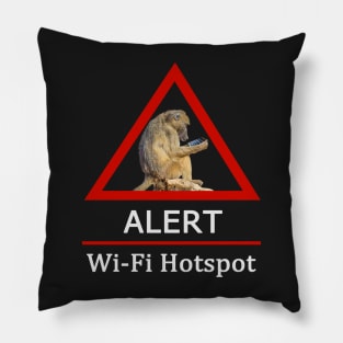 Baboon in Wi-Fi Hotspot Road Sign Pillow