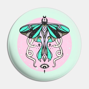 Luna Moth & Snakes Illustration Pin