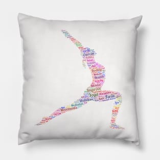 Yoga Excercise in Form Silhouette Shape Text Word Cloud Pillow