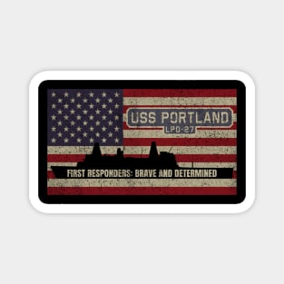 Portland LPD-27 Amphibious Transport Dock Vintage USA American Flag Gift Magnet