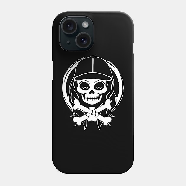 Female Dog Walker Skull and Paw Print White Logo Phone Case by Nuletto