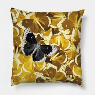 Dare to be Different - Black Butterfly on Golden Yellow Butterflies Pillow