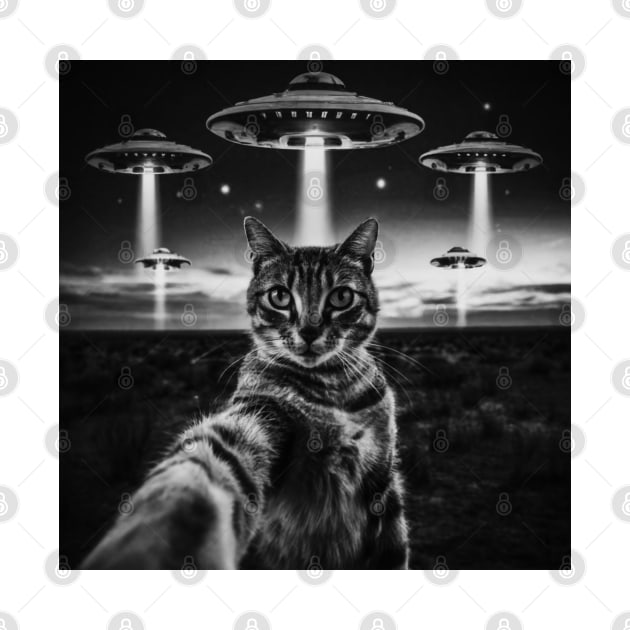 Selfie of Funny Cat And Aliens UFO by Megadorim