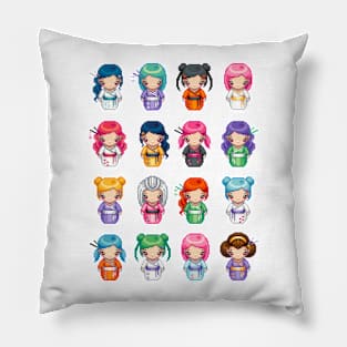 Geisha Girls Pixel Art Pillow