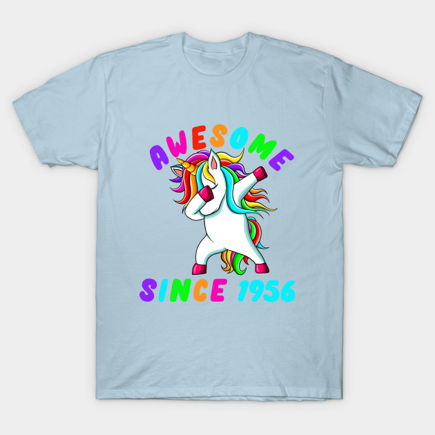 Disover Awesome Since 1956- Dabbing Unicorn -65th Birthday Gift Girls - Awesome Since 1956 - T-Shirt