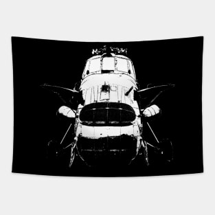 Vintage Wessex helicopter monoblock white Tapestry