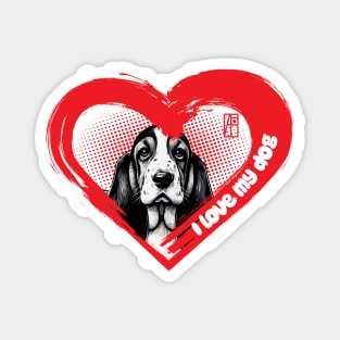 I Love My Basset Hound - Friendly dog - I Love my dog Magnet