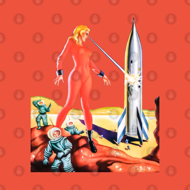 Retro Astronaut Girl Space The Cosmic Destroyer Blonde Science Fiction Imaginative Tales Vintage Comics 1957 by REVISTANGO
