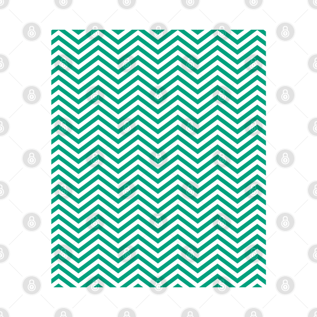 Dark Mint Green and White Chevron Pattern by squeakyricardo