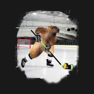 Capybara Playing Ice Hockey T-Shirt