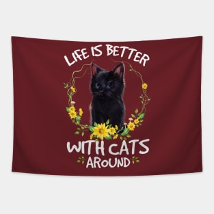 Life Better With Cats Around Tapestry