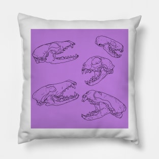 North American Predator Skulls Black Lines Purple Pillow