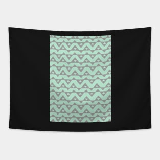 Mint Grey Modern Triangle Chevron Pattern Tapestry