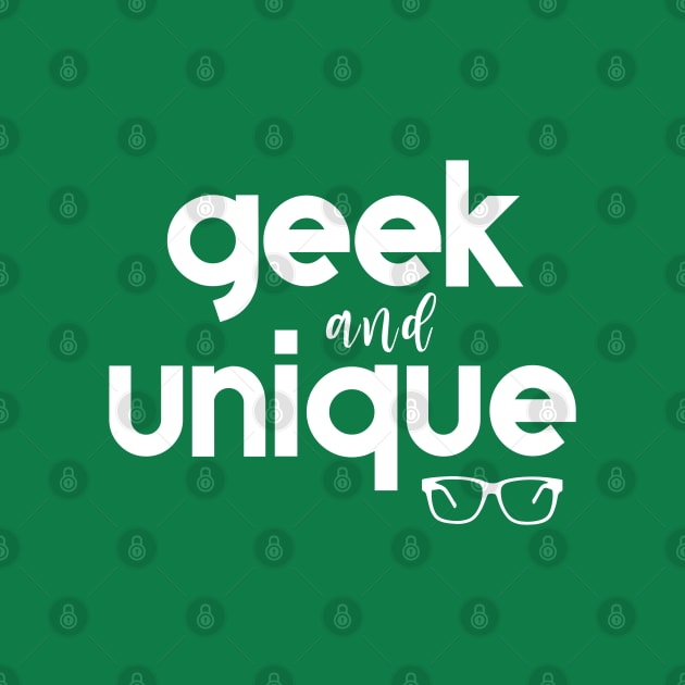 Geek and Unique Text with Nerdy Glasses - Green by VicEllisArt