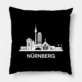 Nürnberg Skyline, white Pillow