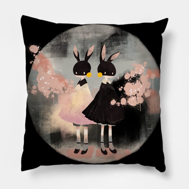 Bunny girls Pillow by Magcelium