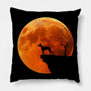 Doberman Pinscher And Moon Halloween Pillow