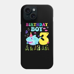 3rd Birthday Boy Shark Funny B-day Gift For Kids Tollders Phone Case