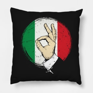 Italian Hand Gesture Sing Language Funny Italy Flag Vintage Pillow