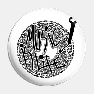 of music is life gramophone themed design Pin