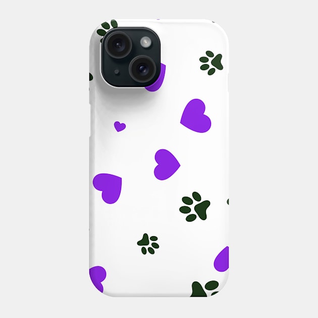 Dog Paw Purple Heart Art Phone Case by Tshirtstory