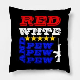 Red White and Pew-Pew-Pew Gun Pillow