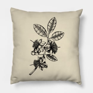 Blooming Flower with leaves and seed pods Pillow