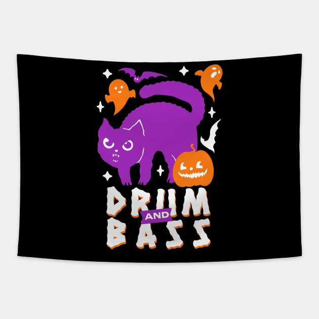 DRUM AND BASS  - Halloween Steez (Purple/white) Tapestry by DISCOTHREADZ 