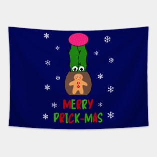 Merry Prick Mas - Hybrid Cactus In Gingerbread Man Pot Tapestry