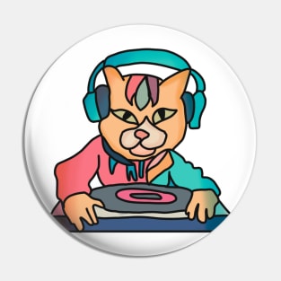 Street Retro Cat with Headphones | Funny Pin