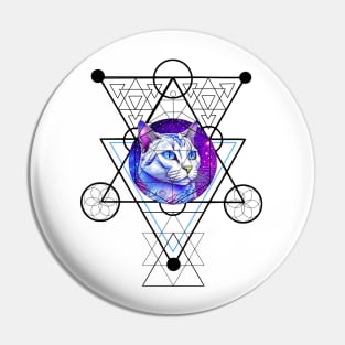 Sacred Geometry Galaxy Cat Pin