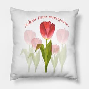 Tulips Love Everyone - Pink by Cecile Grace Charles Pillow